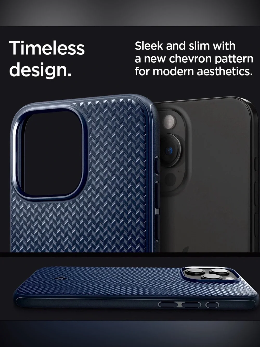 Blue Textured Protective iPhone 15 Pro Case - Spigen